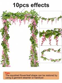 Wisteria Artificial Flowers Garland, 4pcs Total 28.8ft Artificial Wisteria Vine Silk Hanging Flowers, Suitable For Wedding Hanging Flowers Ceiling, Home Decoration, Bedroom Decoration, Ideal Gift For Back To School Season Party