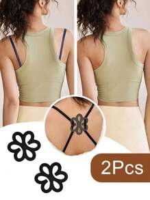 4pcs/2pcs/ Flower Shaped Bra Strap Clips, Invisible Anti-Slip Bra Strap Holders Women's Undergarment Accessories Invisible Slip-Proof Bra Strap Buckle For Lingerie - Crossback Straps, Transparent Buckle, Anti-Slip