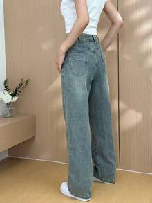Women's Retro Design Wide Leg Jeans