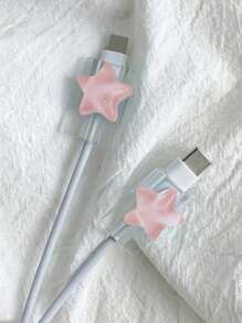 Set de 2 cables de datos de protección con estrella, que incluye dispositivo para enrollar el cable, clip protector de cable de carga y mordedor de cable, protector de cargador