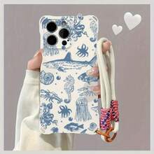 Funda para teléfono 1 PC Una elegante correa para el hombro cruzada, patrón Correa para el hombro cruzada Correa de mano anticaída de cuatro esquinas Funda protectora para teléfono móvil Se puede colgar en la espalda Funda suave para teléfono móvil Adecuado 12 13 14 15 16 Pro Pro Plus Serie - Colores mixtos 1 - Ver 2