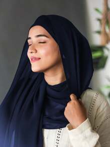 1pc New Chiffon Headscarf Pleated Drawstring Headset, Solid Color Chiffon Pleated Undershirt Headscarf Hat Combination