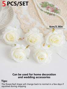 15 peças de flores artificiais, rosas de seda, cabeças de flores para decoração de festa de casamento, decoração de bolo e decoração de mesa de sala de estar, plantas artificiais, decoração de outono, quarto, mesa, decoração de jardim, decoração de quarto, dia dos namorados, flor de pulso para noiva