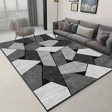 [1pc] Modern Minimalist Abstract Area Rug, High-Low Texture Bohemian Design, Lightweight, Non-Slip, Washable, Suitable For Bedroom, Living Room, Hallway, Entryway, Home Decor. Material: Crystal Velvet, 850g/㎡ Density, Dotted Backing, 5mm Thickness Entryway Decor Bathroom Kitchen Decor - Multicolor - View 10