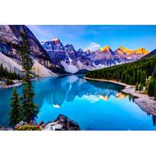 1 Pc Dynamic Banner, Energetic Blue 1 Pc Large Mountain Lake Landscape Polyester Wall Hanging, Bedroom Wall Art, Tranquil Room Decor, Tapestry, Mountain Decoration, Suitable For Bedroom, Living Room, Office Decor, Easy To Hang