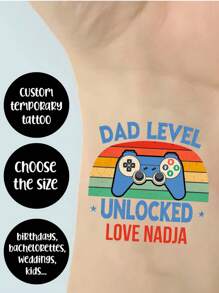 15pcs Customized Father's Day Tattoo Stickers, Tattoos For All Occasions, Perfect For Daily Wear, Female Male Tattoos, Waterproof, Sweatproof And Scratch-Resistant, Easy To Manipulate, Suitable For Attending Parties, Gatherings, Birthdays, Birthday Decorations And Daily Use, Can Be Used On The Abdomen, Thighs, Clavicles, Backs And Other Parts Of The Body, Which Are Temporary Tattoos.