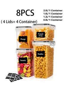 24pcs Storage Containers For Pantry Airtight - Spaghetti Container Storage - Ideal For Spaghetti & Noodles, Kitchen Pantry Organization And Storage - Keeps Food Fresh & Dry - Black and White - View 14