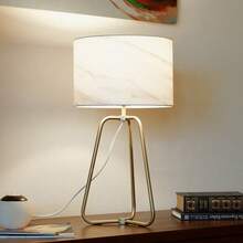 MERAX New Design Small Modern Stylish Desk Lamp In Stock In The United States, Easy To Install, Optima Marble Lampshade Table Lamp - Bronze 110V Metal Online Shift Switch, Used For Bedside Table Lamp - 美規A型插(110-127V) - 查看 3