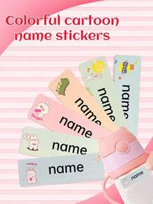 80 piezas/160 piezas Pegatinas personalizadas de nombres de dibujos animados lindos, material de PVC resistente al agua con autoadhesivo, adecuado para botellas de agua, libros, papelería, loncheras, pegatinas de nombres lindos de múltiples usos, útiles escolares, niños, Urban Gala, Moderno, Colorido, Lindo