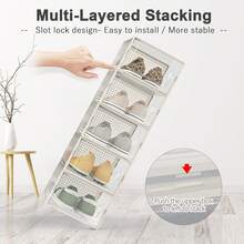 2/6/8/12 Pieces, Large Shoe Storage Box, Stackable Storage Box With Lid, Shoe Rack And Stand Substitutes, Sports Shoe Container, Toy Storage Box, Entrance Passage, Closet, Under The Bed - White - View 5