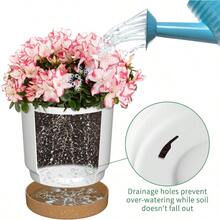 FHDFHG 6.5 Inch Plant Pots, Plastic Planter With Drainage Hole And Saucer, A Set Of 2 Flower Pots For Indoor, Outdoor, House Plants, Succulents, Flowers (Dark Grey) - 白色 - 查看 3
