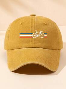 1pc Unisex Outdoor Casual Fashionable Adjustable Size Bicycle Graphic Print Vintage Street Wear Distressed Soft Baseball Cap/Sun Hat, Suitable For Daily Use - A - View 16