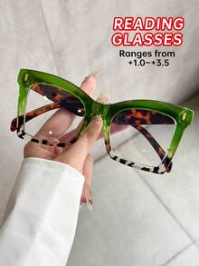1pc/4pcs New Stylish Exaggeration Oversized Popular Design Women Reading Glasses 6 Diopter Options, +1.0 To +2.5Magnification, As Office, Reading, Gift For Parents, Holiday Gift, Daily Life - trong suốt - Xem 29