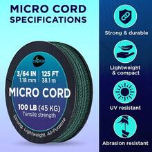 TECEUM Micro Paracord – 118 Mm X 125 Ft – Micro Utility Cord – Thin Braided Paracord Rope – Best Crafting, Projects, Fishing, Camping – Wind Chime – Survival Strong String - Dark Emerald Green - 查看 11