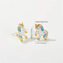 Cute Uni-Corn Ear Studs Earrings Enamel Daily Jewelry Ear Stud Gift For Friends Fashion Refinement - Multicolor - View 2
