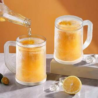 4 Pcs Double - Layer Ice Cups, A Must - Have In Summer, Quick Freezing And Cooling, Home Cooling Beer Cups, Outdoor Travel Double - Layer Cups, Beverage Freezing Cups, Summer Cool Freezing Artifact, Suitable For Home, Party Water Cups, Birthday Gifts, Valentine's Day Gifts, Various Festivals, Travel Cooling Essentials.