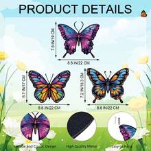 3 piezas de arte de pared de metal con mariposas, estilo campestre con mariposas de hierro de colores, para decoración de pared de jardín al aire libre, valla interior/exterior, decoración de habitación infantil, decoración festiva