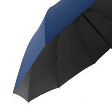 1 Piece, Folding Black Handle Umbrella With Blue Color For Sunny And Rainy Days