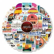 55 Stücke Barcelona Aufkleber, Reiseaufkleber, Länderaufkleber, Barcelona Geschenke, Barcelona Merchandise, Graffiti-Aufkleber, Massenaufkleber, wasserfeste Aufkleber für Skateboard, Gepäck, Laptops, Stoßstangen, Themenparty-Zubehör