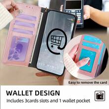 Compatible With Rakuten, Kyocera Multifunctional Large Capacity Coin Zipper Bag, Press-Type Metal Magnetic Suction Buckle, Three Card Bit Band Clips, Transparent Photo Frame Included, Wrist Band Reins Included