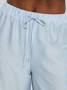 Womens 2 Piece Summer Outfits Sleeveless Stripes Print Halter Tops + Wide Leg Pants Set Streetwear - Sky Blue - View 5