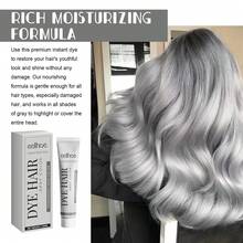 Eelhope 100ml Silver Gray Color Hair Dye Cream For Men's And Women, Granny Hair Permanent Washable Styling Hair Coloring For Fashionable Looks & Nourished Hair No Damage Lasting Hair Color For Unisex Smoky Gray Punk Style, Festival Gift, Natural Herbal Hair Dyeing Cream - 灰色 - 查看 10