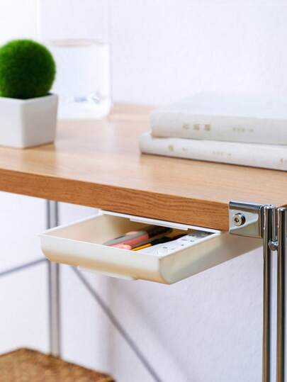 1 gaveta escondida embaixo da mesa, montada na parede, tamanhos P/G/GG, porta-pincel de maquiagem sem furadeira para uso doméstico, caixa para guardar material de escritório, organizador de mesa com adesivo dupla-face para material escolar, volta às aulas