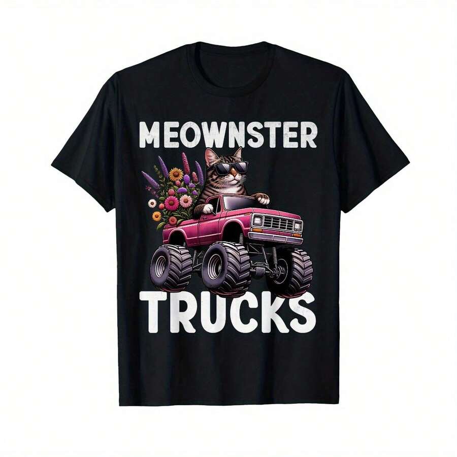 Soft Funny Monster Truck Cat For Girls Women Monster Truck Party T-Shirt - màu đen - Xem 1