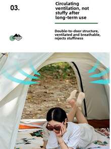 2-3 Person Hiking Portable Beach Folding Automatic Popup Instant Camping Tent Family Foldable Tents Camping Outdoor Tent - Beige - View 5