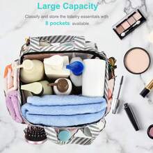 Mesh Shower Caddy Portable For College Dorm Room Essentials, Shower Caddy Tote With 8 Pockets Large Capacity, Shower Bag For Beach, Swimming, Gym, Pink - Black Gold Dot - View 8