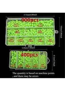 Juego de 400 perlas de cebo con luz fluorescente nocturna, con perlas anti colisión y perlas protectoras, adecuadas para equipo y aparejos de pesca