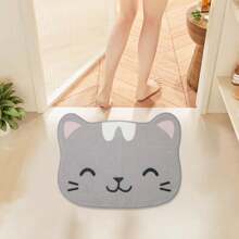 1 pièce Super mignon tapis de bain antidérapant motif chat dessin animé Huanhuan - antidérapant, absorbant, facile d'entretien, tapis de décoration pour la maison 50x60cm, parfait pour la décoration quotidienne, parfait pour Noël