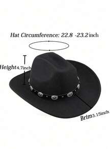 Uma cartola clássica de cowboy do oeste com um charme feminino, versátil e elegante. Combinada com um cinto decorativo removível, é perfeita para usar em festas, passeios e eventos. - Chapéu feminino redondo decorado com moedas - Ver 3