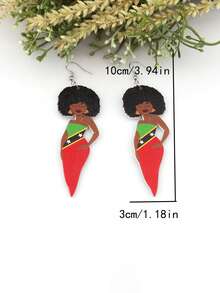 1 Cặp phụ nữ xinh đẹp in UV, Bản đồ, Quốc kỳ, Địa lý Châu Phi, Hoa tai gỗ cho phụ nữ Châu Phi, Quà tặng Câu lạc bộ Trang sức Tự làm cho Bữa tiệc Châu Phi cổ điển - người phụ nữ châu phi - Xem 9