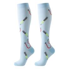 6 pares de calcetines de compresión deportivos para mujer y hombre, con patrones lindos, transpirables y de altura hasta la rodilla, apropiados para correr, ciclismo, senderismo y viajes - Multicolor - Ver 8