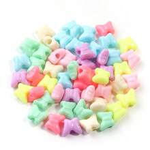 50个/包镀膜长管珠、雪花珠、苹果珠等各种款式珠子。可爱手链、手机链DIY工艺装饰塑料珠