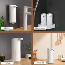 1pc 360ML Wall-Mounted Touchless Automatic Soap Dispenser, USB Rechargeable Smart Handwash & Dishwash Machine, IPX5 Waterproof & Moisture-Proof Body, 4-Level Battery Indicator, Long-Lasting Battery Life, ABS Material, Foam & Liquid Soap Options, Suitable For Kitchen, Bathroom, Hotel, School, Home & Holiday Gift, High-Tech Product