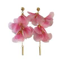 1pair Flower Mesh Earrings Small Fresh Pastoral Style Earrings - Pink - View 5
