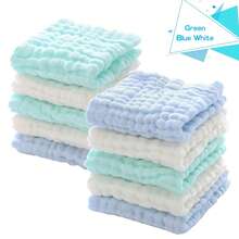 10 Pcs 12"X12" Baby Washcloths,Baby Stuff,Baby Christmas Gift,Baby Soft Face Cloths For Newborn, Absorbent Bath Face Towels, Wipes, Burp Cloths, Baby Registry As Shower. Pack Of 10 (Green,Blue,White) - 10 miếng vải ợ - Xem 13