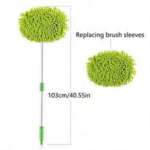 1 pieza trapeador de lavado de automóviles extensible - cepillo de microfibra de chenilla suave con mango ajustable extra largo para fácil alcance, esencial de cuidado de automóviles premium para un viaje impecable, vibrante cepillo de lavado multifuncional en verde para limpieza interior y exterior, suministros y herramientas de limpieza duraderos - Multicolor - Ver 3