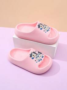 Kids' EVA Foam Slippers Lightweight Anti-Slip Soft Bottom Cute Slip-On Home & Casual Quick Dry Sandals, Plain Color, Thick Sole, Girls Beach Slide