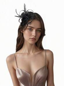 1 peça de fascinator com penas, tiara feminina para chá da tarde, coquetel, casamento, noiva, presilha para cabelo, presente para mulheres e meninas, aniversário, Dia das Mães, chapéus para o Kentucky Derby, presentes, acessórios de cabelo, noite de gala - Multicolorido - Ver 3
