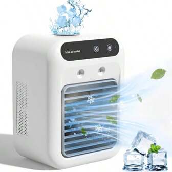Portable Air Conditioners, 3-In-1 Cooling Fan With 2-Speed Mist Fan, Built-In 1800mah Battery, Mini Air Cooler For Traveling, Office, Living Room, Bedroom