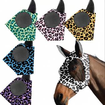 Mosquito-Proof Leopard Print Horse Head Cover, Breathable Horse Face Mask, Equestrian Gear For Horses