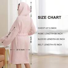 Bearberry Hooded Robe Cozy Leopard Robe Lightweight Soft Plush Bathrobe With Pockets For Women - 粉色 - 查看 10