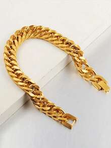 1 件不锈钢 10 毫米链手链 男士嘻哈饰品 - Style A - 查看 3