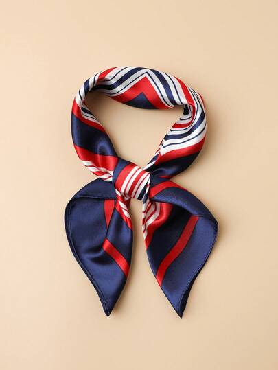 1pc Minimalist Geometric Line Print 60cm Square Scarf, Women Fashion Versatile Headband Neck Scarf, Daily Accessory