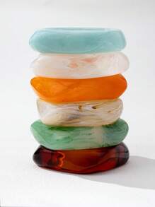 Bracelet asymétrique en acrylique semi-transparent, conçu pour les femmes, ensemble de bijoux géométriques multifonctionnels et colorés, design de niche élégant vintage 2025, bijoux simples et élégants de haute qualité pour femmes, le cadeau parfait pour les dames