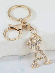 1 件时尚锌合金水钻字母装饰钥匙扣，优雅美观手提包/背包吊坠 - 完美的礼物学校汽车配件可爱哥特 Y2k