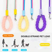 Correa de paseo para mascotas de doble hebra y bicolor, correa multiusos para perros, diseño de manos libres para perros pequeños/medianos/grandes